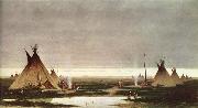Jules Tavernier Indian camp at dawn Spain oil painting artist